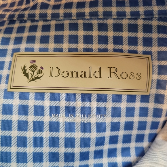 Donald Ross Short Sleeve Button Up Shirt Blue Plaid Mens Size Small - Picture 4 of 5